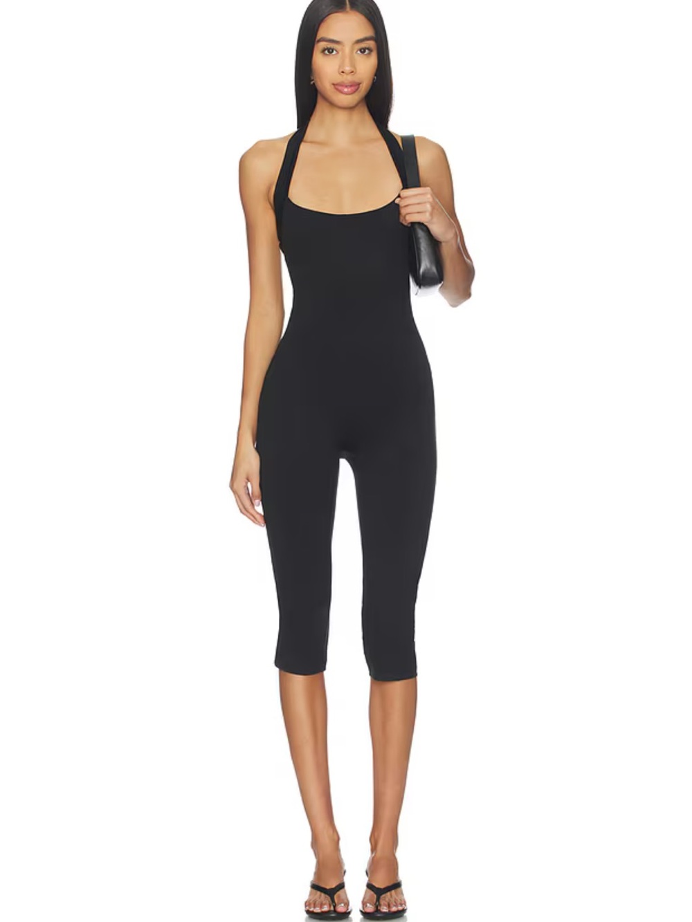 superdown Black Cropped Halter Jumpsuit Capris